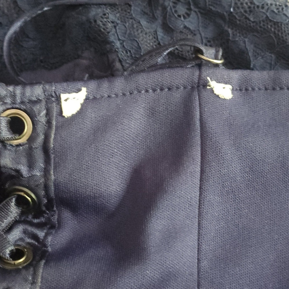 PacSun Y2K Satin Lace Corset Top LA Hearts Blue Top Whimsigoth Lace Up Small - Picture 7 of 8